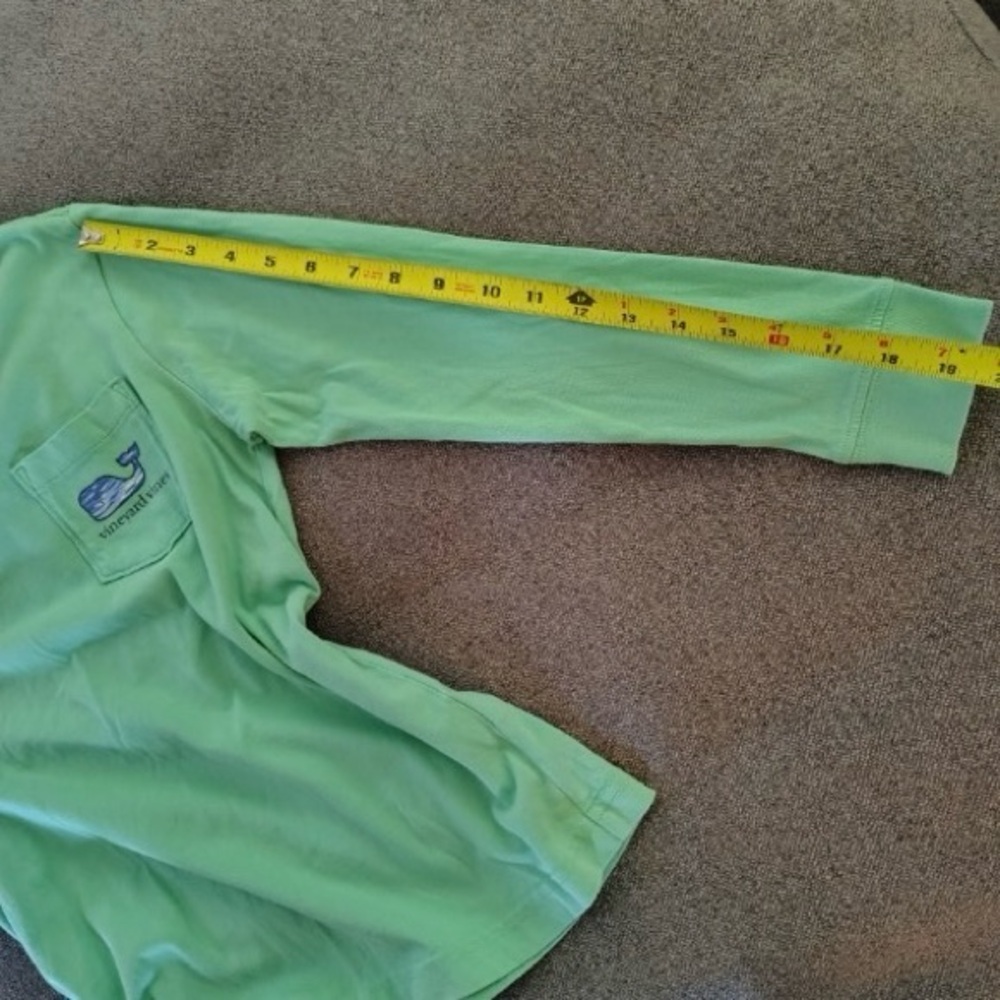 2 Vineyard Vines Boys S 8-10 Long Sleeve Tees - Mint and Sky Blue Logo Pockets - Picture 13 of 14